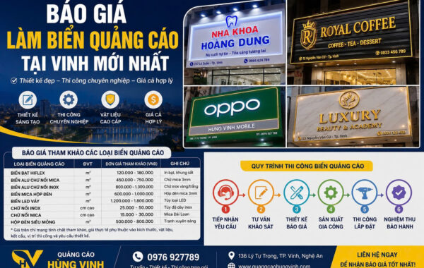 Báo giá làm biển quảng cáo tại Vinh mới nhất
